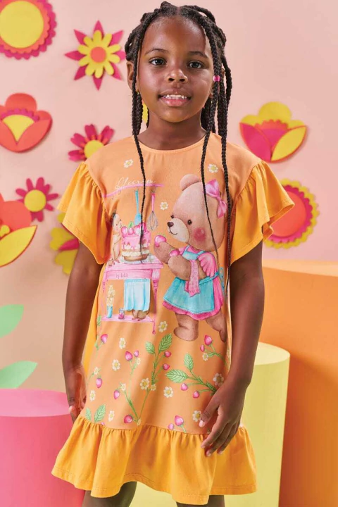 Vestido em Meia Malha 84170 Kukiê Infantil Menina