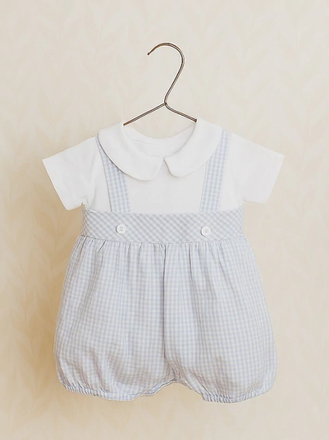 Romper masculino xadrez azul e branco - 8013 - comprar online