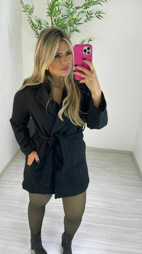 SOBRETUDO LÃ BATIDA OUTLET PRETO