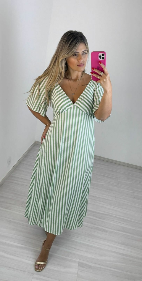 VESTIDO LUIZA LISTRADO VERDE