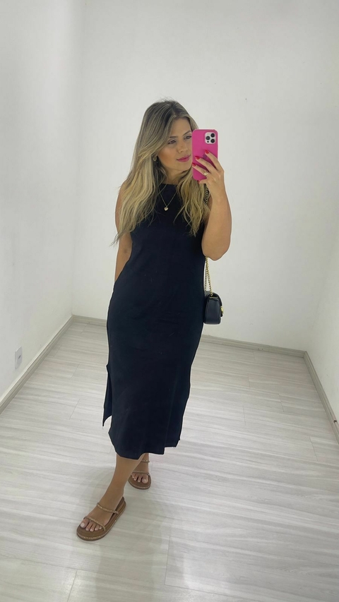 VESTIDO BASIC STYLE REGATA PRETO