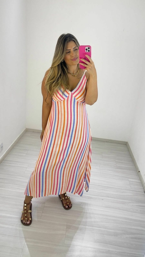 VESTIDO SAFIRA LISTRADO COLEÇÃO BRIZZA