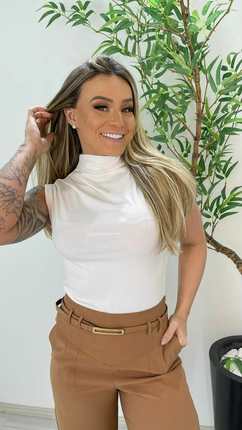 BLUSA CANELADA BARBARA BRANCA