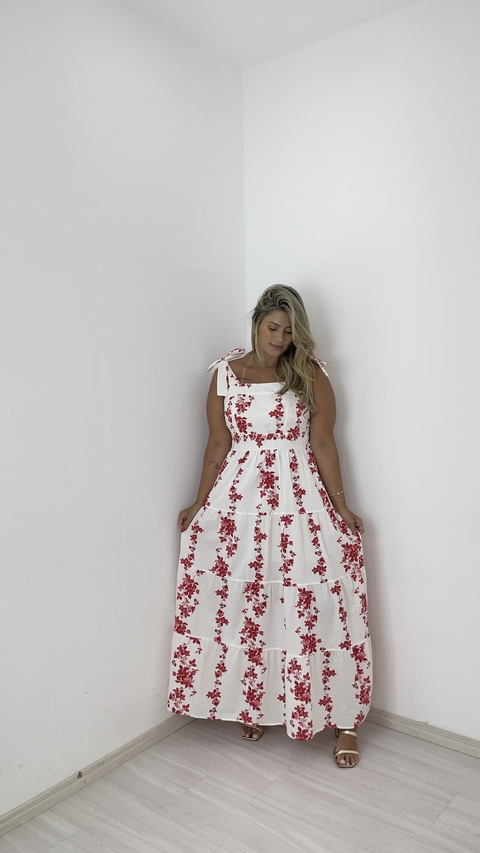 VESTIDO FLORATTA ALÇA VERMELHO
