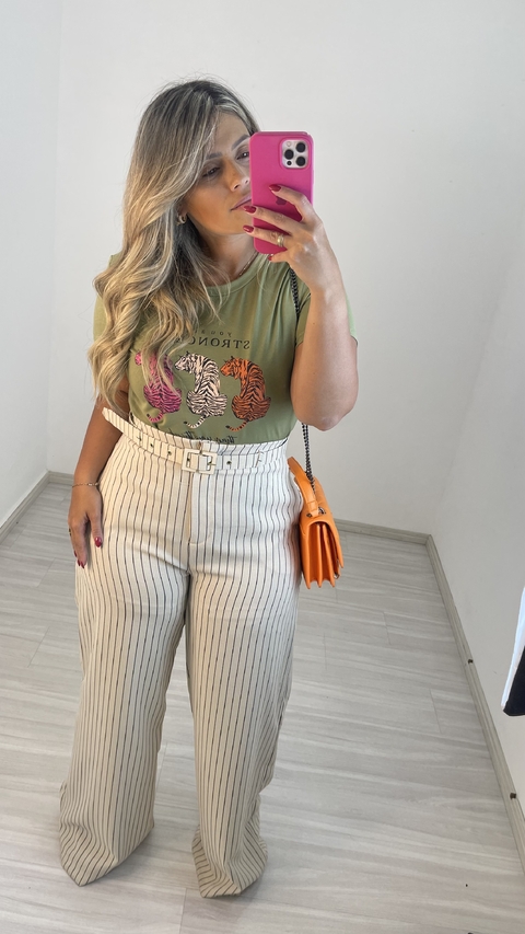 PANTALONA LINHO RISCA DE GIZ BEGE