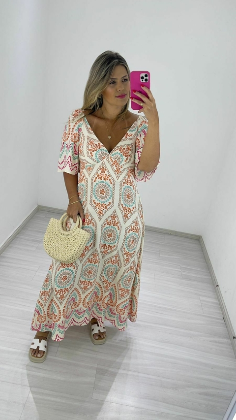 VESTIDO LUIZA ESTAMPADO LARANJA
