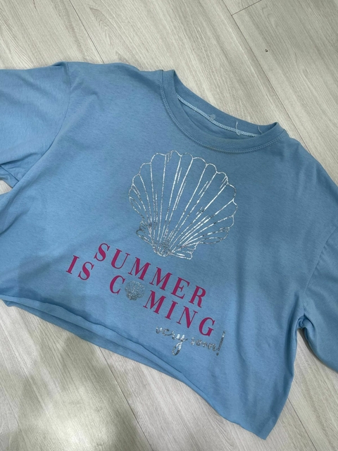 T SHIRT CROPPED CONCHA AZUL