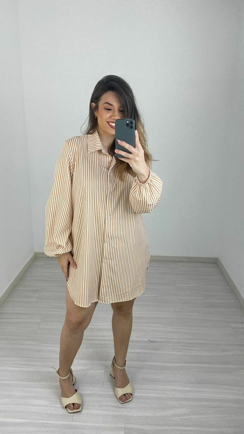 CHEMISE LISTRADA NUDE
