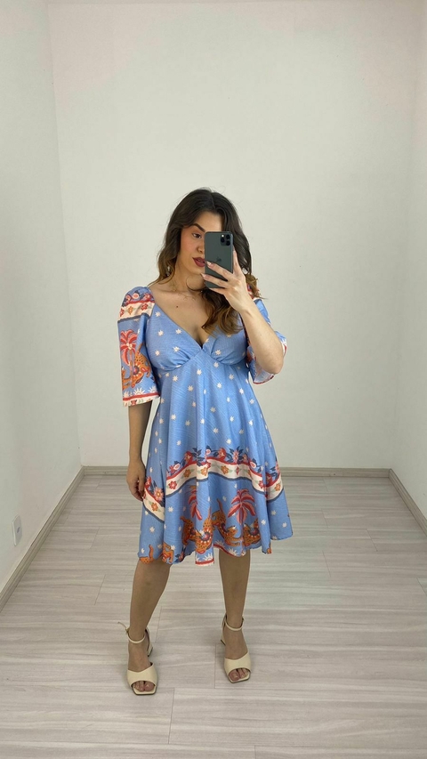VESTIDO LUIZA CURTO AZUL ESTAMPADO