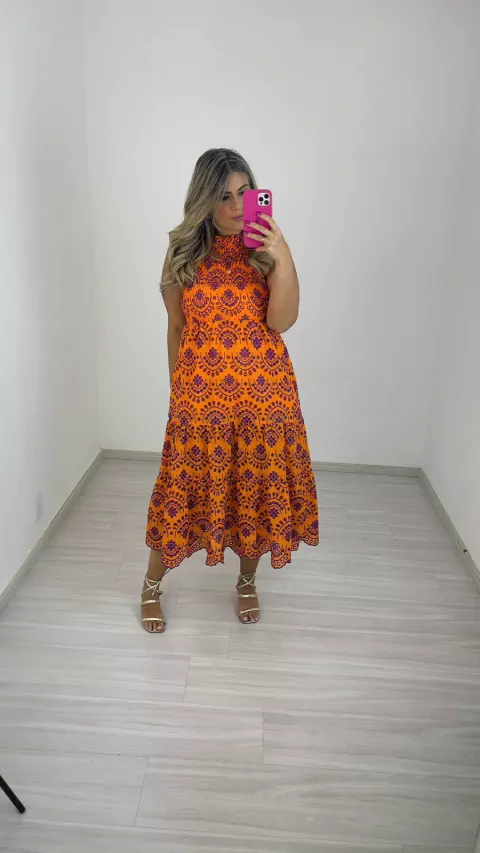 VESTIDO MARINA BORDADO LARANJA