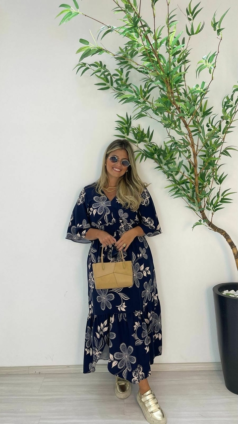 VESTIDO MILLA VIDA ESTAMPADO AZUL - comprar online