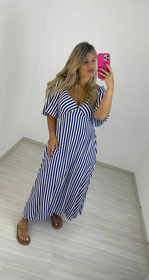 VESTIDO LUIZA LISTRAS MANGA
