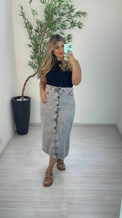 SAIA MIDI JEANS MARMORIZADA - comprar online