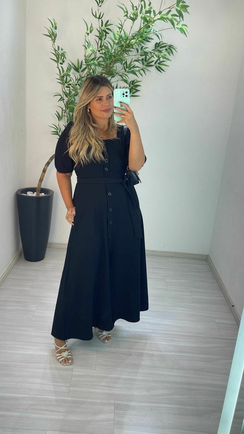 VESTIDO SAMARA MANGA PRETO - comprar online