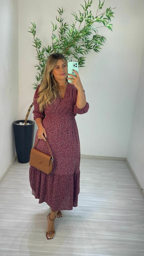 VESTIDO MILLA MANGA 3/4 ROSA QUEIMADO - comprar online