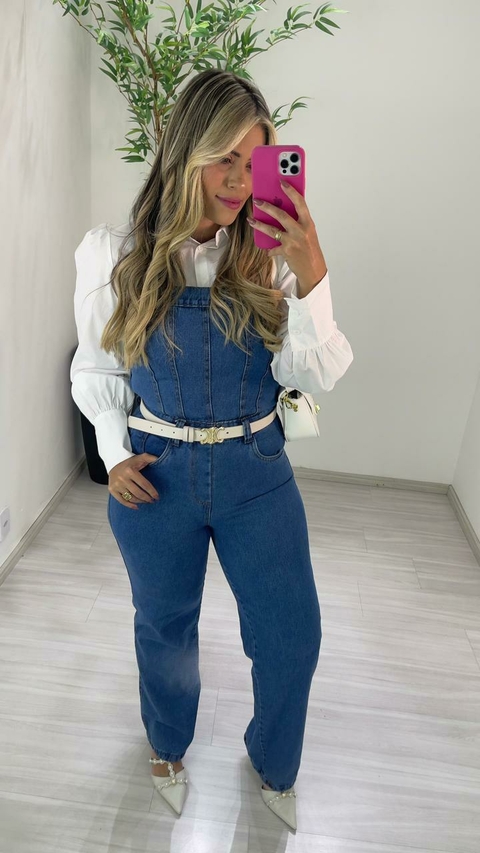 MACACÃO JEANS TOMARA QUE CAIA