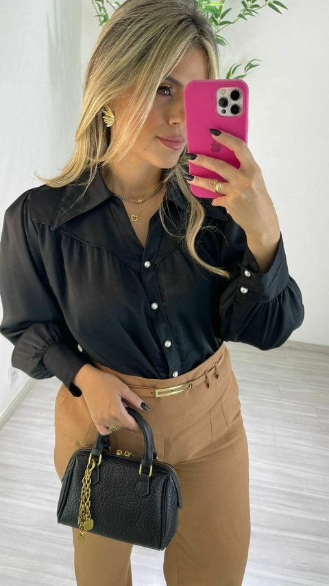 CAMISA DUDA ACETINADA PRETO