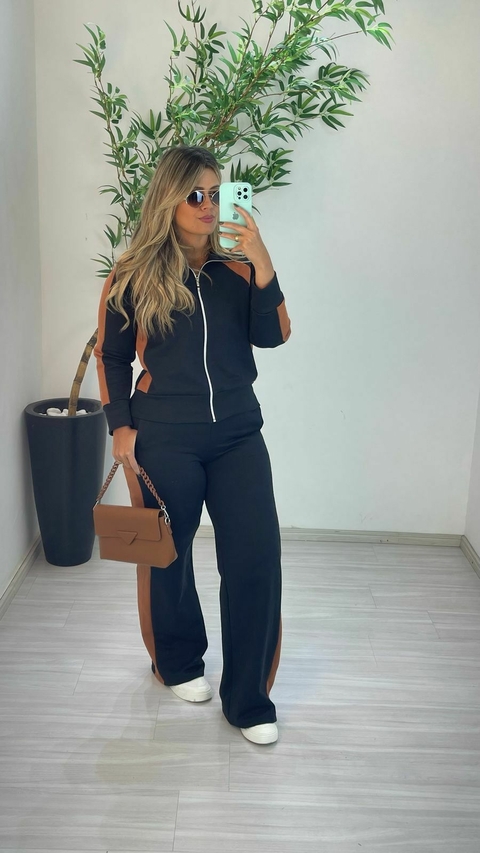 CONJUNTO MOLETOM ZIPER PRETO - comprar online