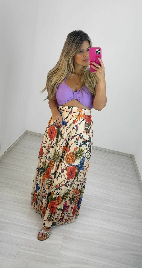 SAIA PLISSADA ESTAMPADA