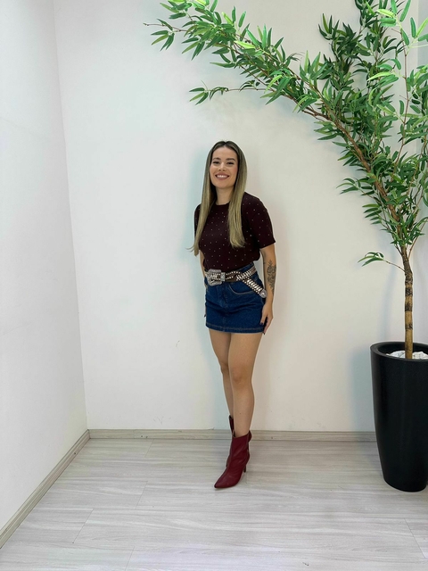 SHORT SAIA JEANS DETALHE COURO - comprar online