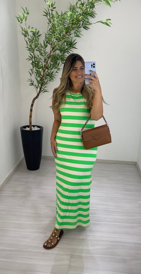VESTIDO STYLE LISTRAS VERDE