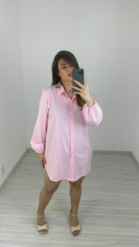 CHEMISE LISTRADA ROSA