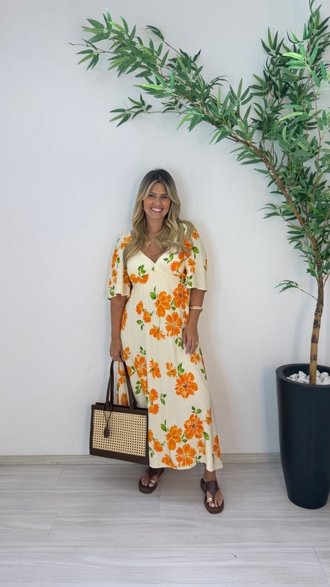 VESTIDO LUIZA LARANJA C NUDE - comprar online