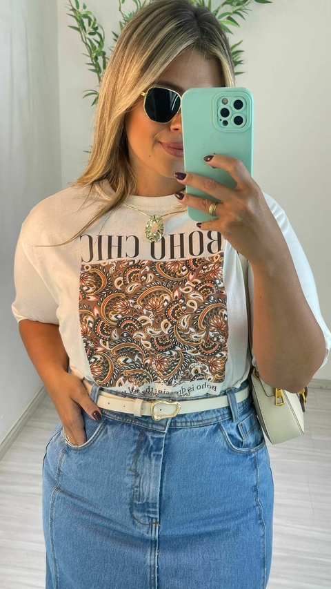 T-SHIRT CROPPED BOHO CHIC OFF - comprar online