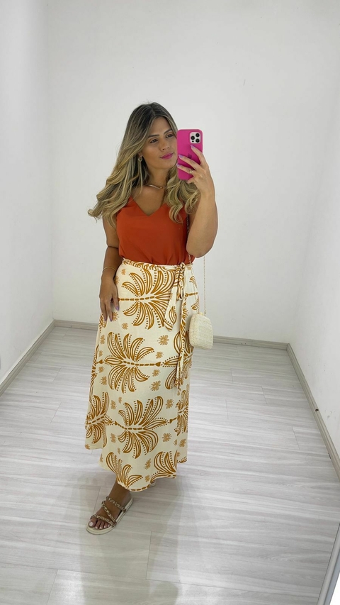 SAIA TRANSPASSADA COLEÇÃO BRIZZA CARAMELO C/ OFF