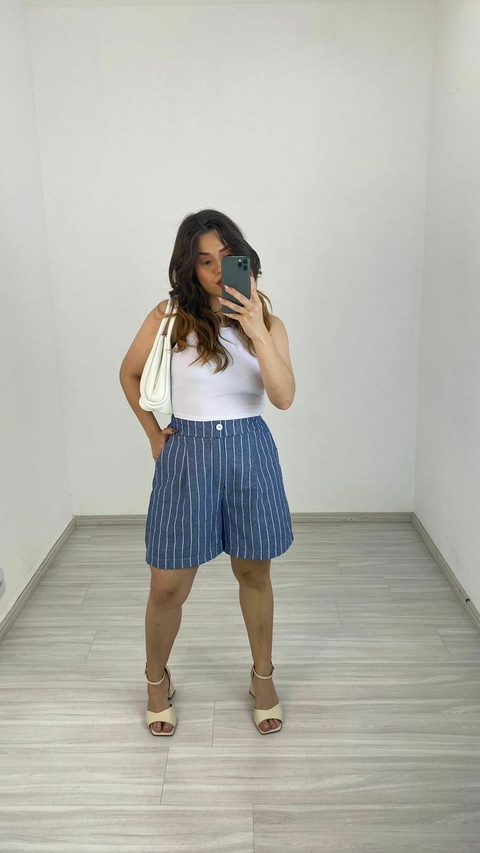 BERMUDA LINHO RISCA DE GIZ