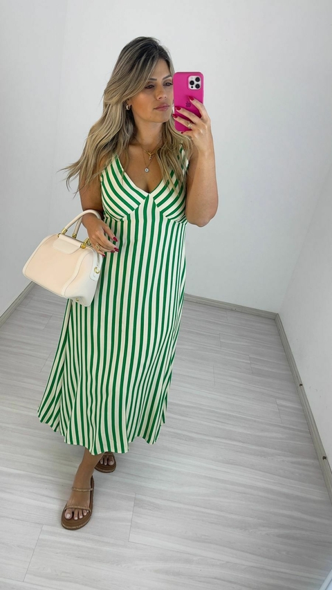 VESTIDO SAFIRA LISTRAS VERDE