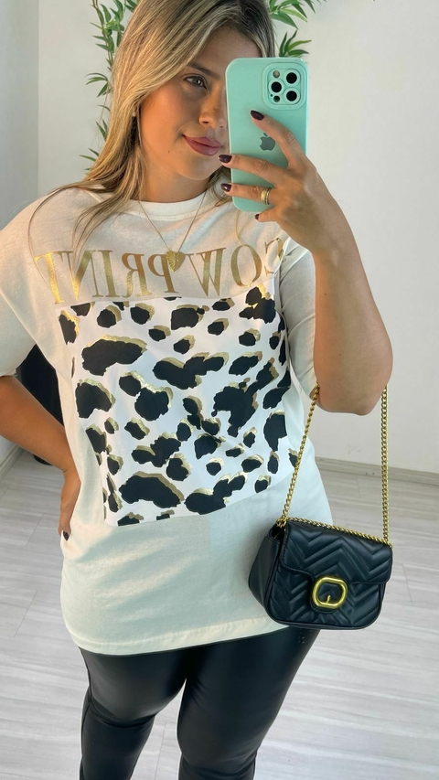 CAMISÃO COW PRINT OFF/DOURADA - comprar online