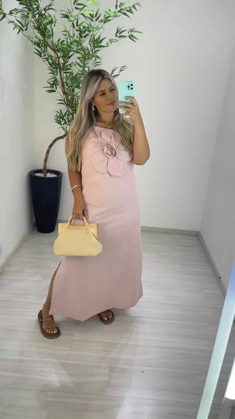 VESTIDO FLOWER MANU ROSA CLARO