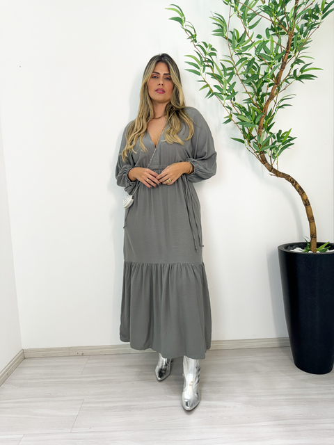 VESTIDO AYLA CINZA CLARO
