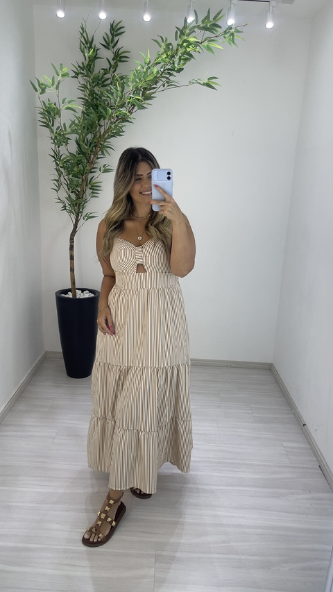 VESTIDO DEISE LISTRAS NUDE