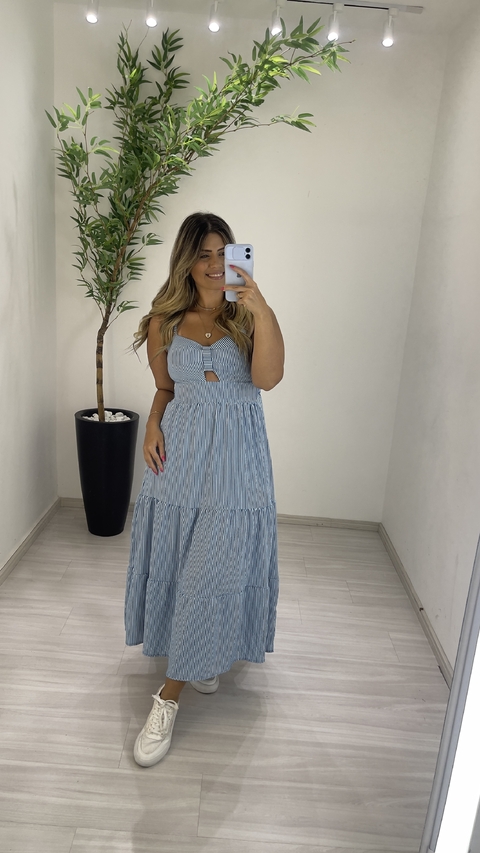 VESTIDO DEISE LISTRAS AZUL