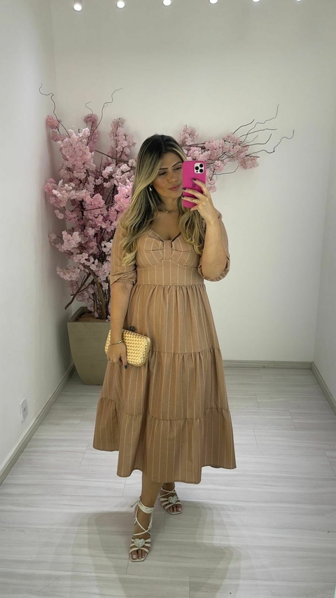 VESTIDO MARI MANGA NUDE