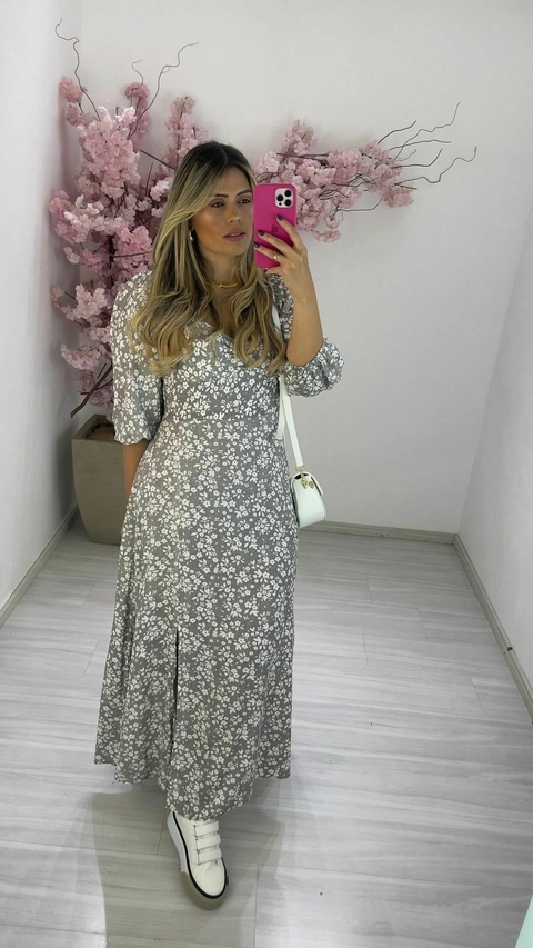VESTIDO LUDI MANGA CINZA