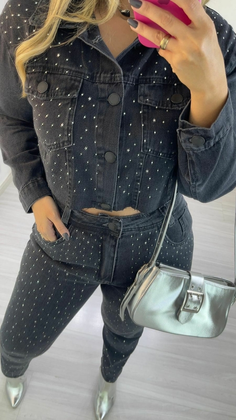 JAQUETA JEANS BRILHO BLACK