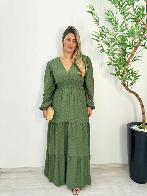 VESTIDO CECILIA LISO VERDE OLIVA