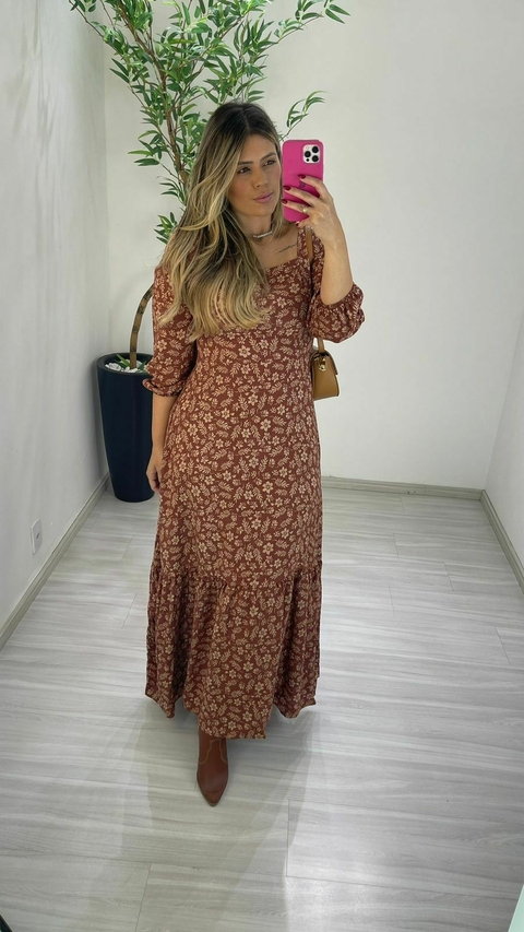 VESTIDO THAYNA MARROM