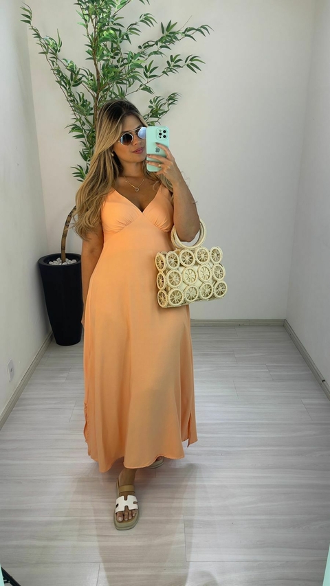 VESTIDO SAFIRA LISO LARANJA - comprar online