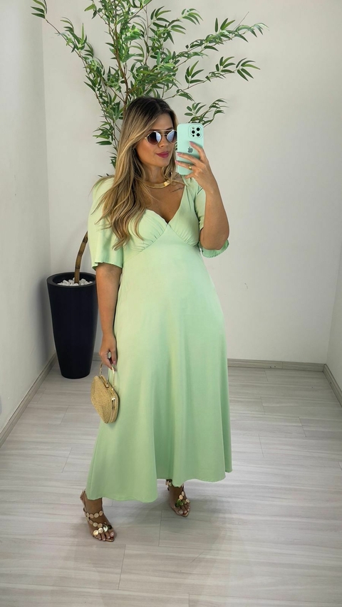 VESTIDO LUIZA VERDE PISTACHE - comprar online