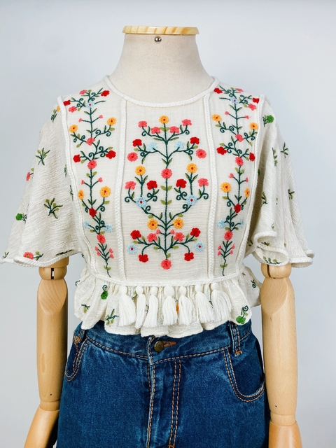 BLUSA BORDADA ZARA - M