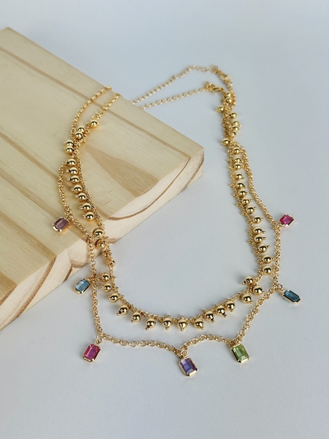 COLAR PEDRARIAS DOURADO