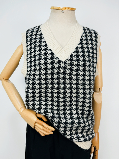PULLOVER PIED DE POULE - M
