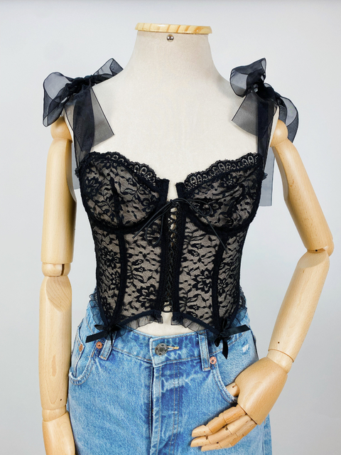 CORSET RENDA PRETO - M