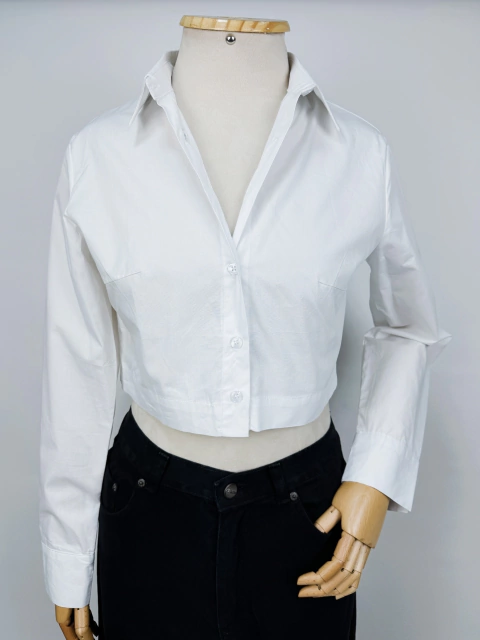 CAMISA CROPPED BRANCA - P
