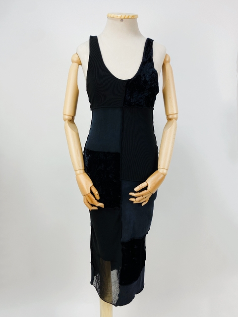 VESTIDO PRETO PATCHWORK - P