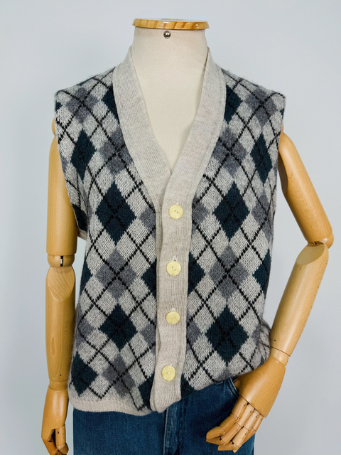 PULLOVER XADREZ ARGYLE CINZA - G
